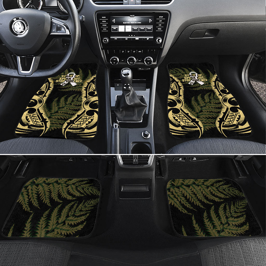 White Ribbon Day New Zealand Car Mats Respect Women Maori Pattern Yellow LT14 Set 4pcs Yellow - Polynesian Pride