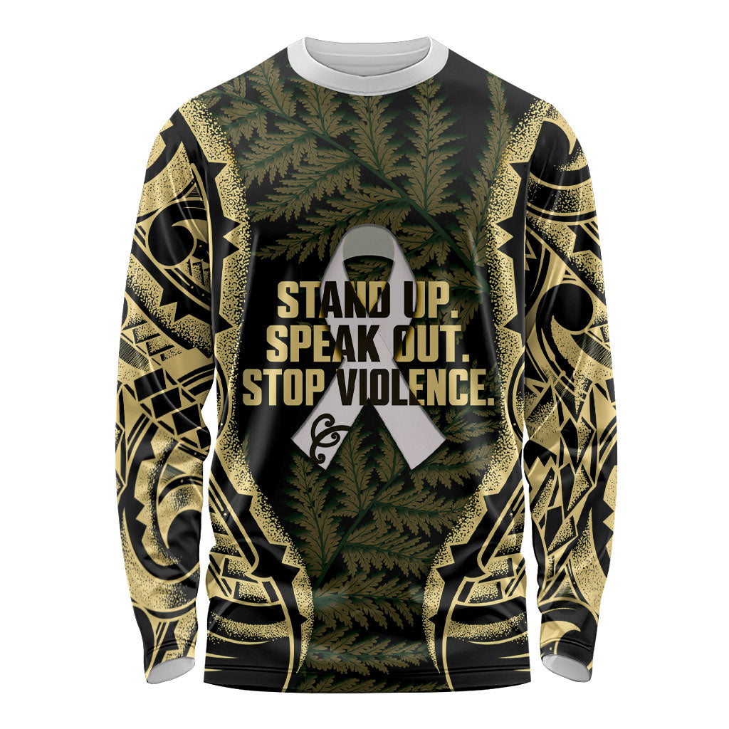 White Ribbon Day New Zealand Long Sleeve Shirt Respect Women Maori Pattern Yellow LT14 Unisex Yellow - Polynesian Pride
