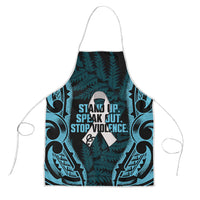 White Ribbon Day New Zealand Apron Respect Women Maori Pattern Blue LT14 Blue - Polynesian Pride