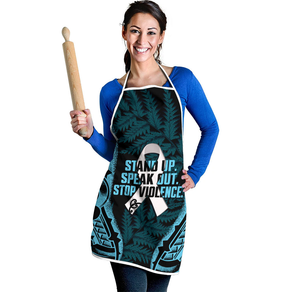 White Ribbon Day New Zealand Apron Respect Women Maori Pattern Blue LT14 - Polynesian Pride