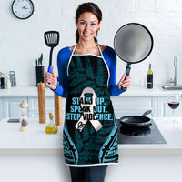 White Ribbon Day New Zealand Apron Respect Women Maori Pattern Blue LT14 - Polynesian Pride