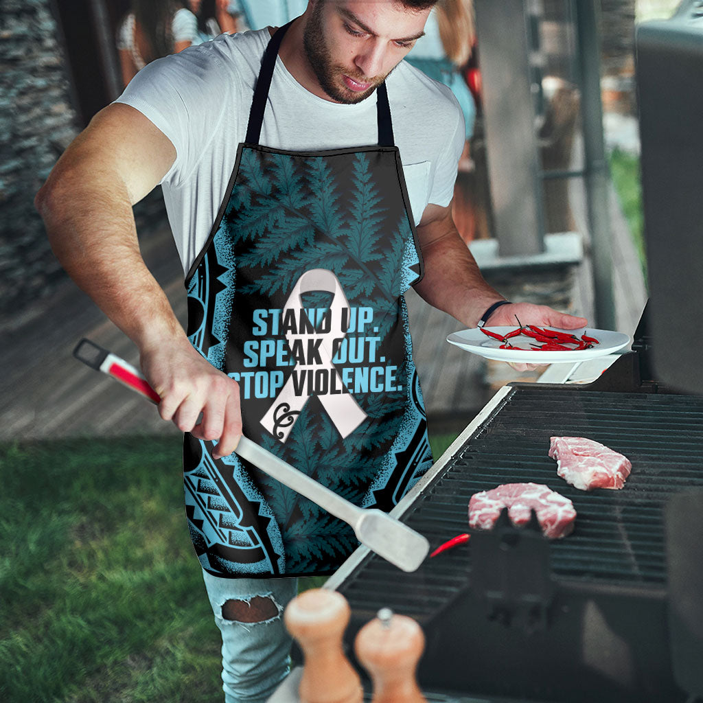 White Ribbon Day New Zealand Apron Respect Women Maori Pattern Blue LT14 - Polynesian Pride