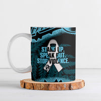 White Ribbon Day New Zealand Ceramic Mug Respect Women Maori Pattern Blue LT14 Blue - Polynesian Pride