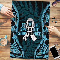 White Ribbon Day New Zealand Puzzle Respect Women Maori Pattern Blue LT14 Blue - Polynesian Pride