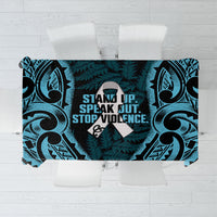White Ribbon Day New Zealand Tablecloth Respect Women Maori Pattern Blue LT14 Blue - Polynesian Pride