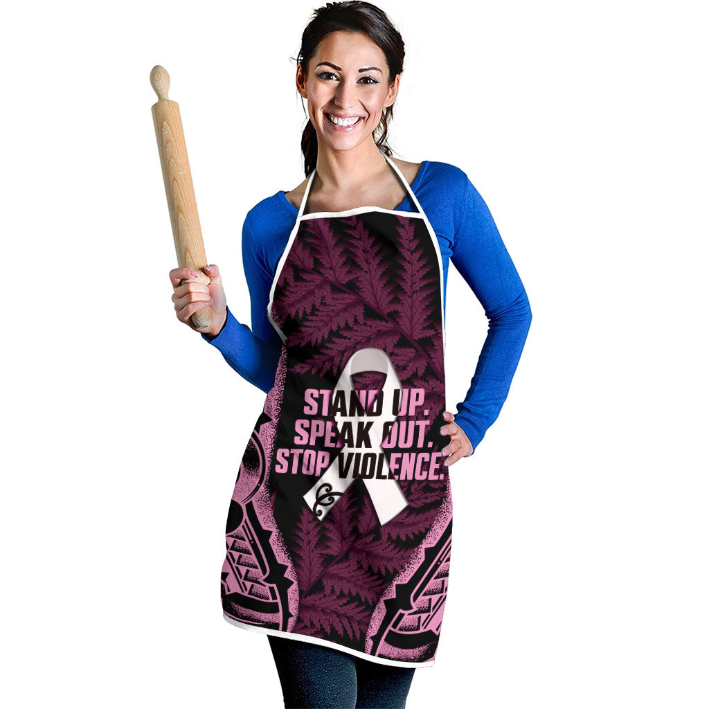 White Ribbon Day New Zealand Apron Respect Women Maori Pattern Pink LT14 - Polynesian Pride