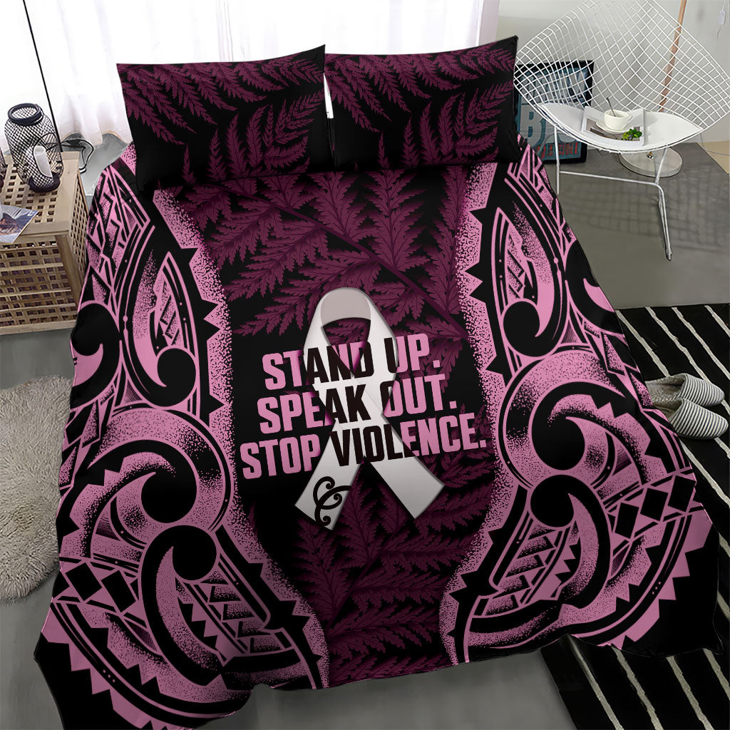 White Ribbon Day New Zealand Bedding Set Respect Women Maori Pattern Pink LT14 - Polynesian Pride