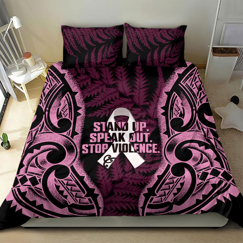 White Ribbon Day New Zealand Bedding Set Respect Women Maori Pattern Pink LT14 - Polynesian Pride