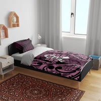 White Ribbon Day New Zealand Bedding Set Respect Women Maori Pattern Pink LT14 - Polynesian Pride