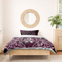 White Ribbon Day New Zealand Bedding Set Respect Women Maori Pattern Pink LT14 - Polynesian Pride