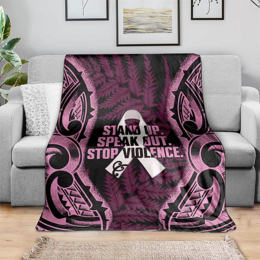 White Ribbon Day New Zealand Blanket Respect Women Maori Pattern Pink LT14 - Polynesian Pride