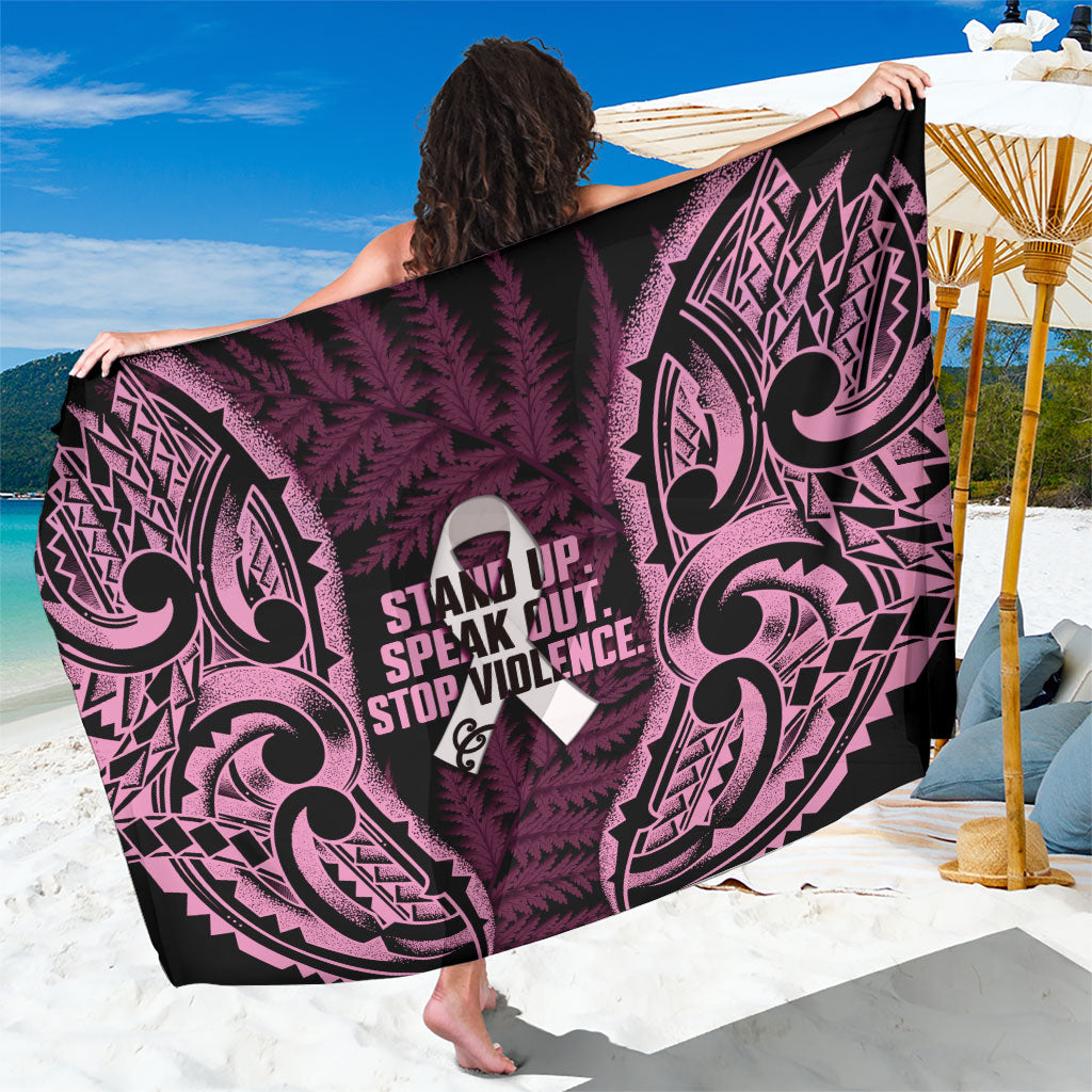 White Ribbon Day New Zealand Sarong Respect Women Maori Pattern Pink LT14 One Size 44 x 66 inches Pink - Polynesian Pride