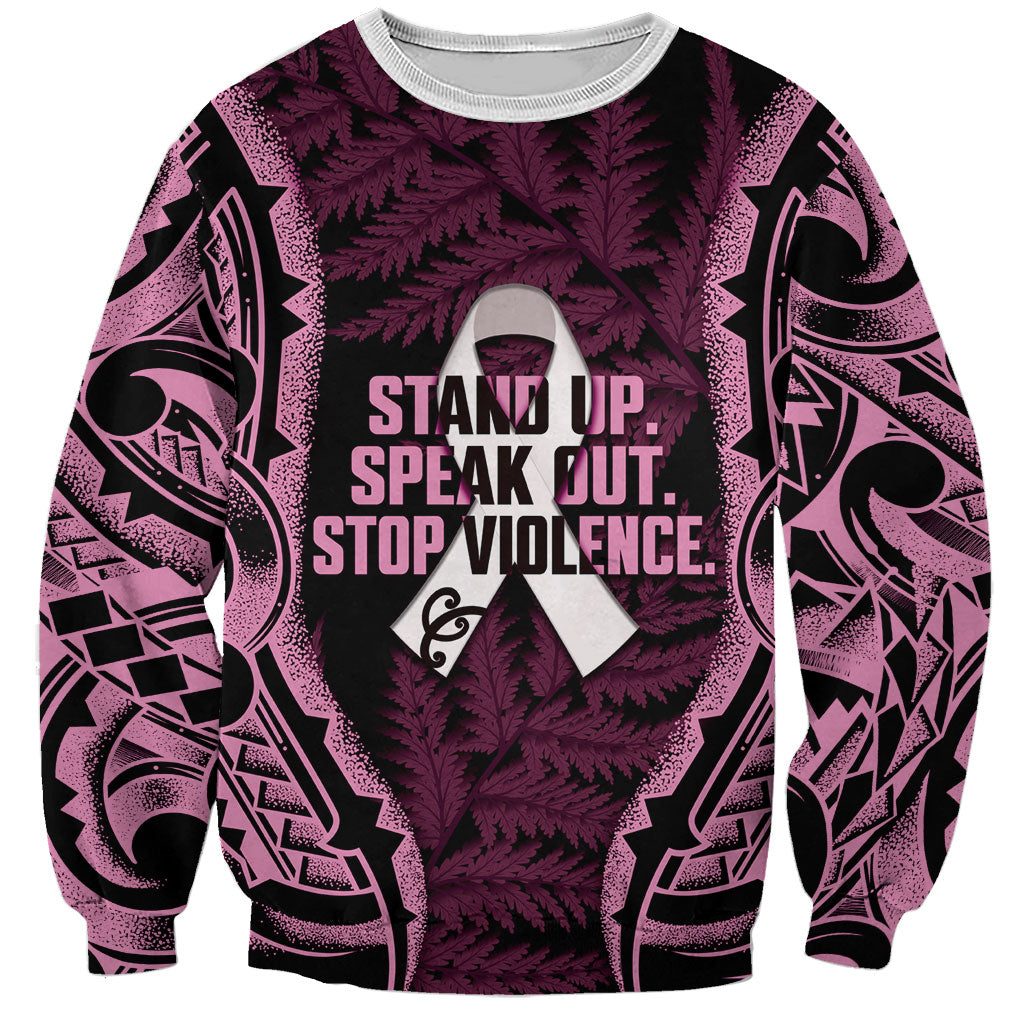 White Ribbon Day New Zealand Sweatshirt Respect Women Maori Pattern Pink LT14 Unisex Pink - Polynesian Pride