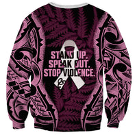 White Ribbon Day New Zealand Sweatshirt Respect Women Maori Pattern Pink LT14 - Polynesian Pride