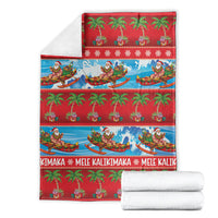 Hawaii Mele Kalikimaka Blanket Outrigger Canoe Santa Festive Palm Seamless LT14 - Polynesian Pride