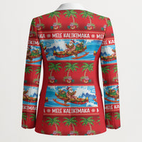 Hawaii Mele Kalikimaka Blazer Outrigger Canoe Santa Festive Palm Seamless LT14 - Polynesian Pride