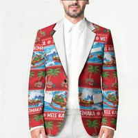 Hawaii Mele Kalikimaka Blazer Outrigger Canoe Santa Festive Palm Seamless LT14 - Polynesian Pride