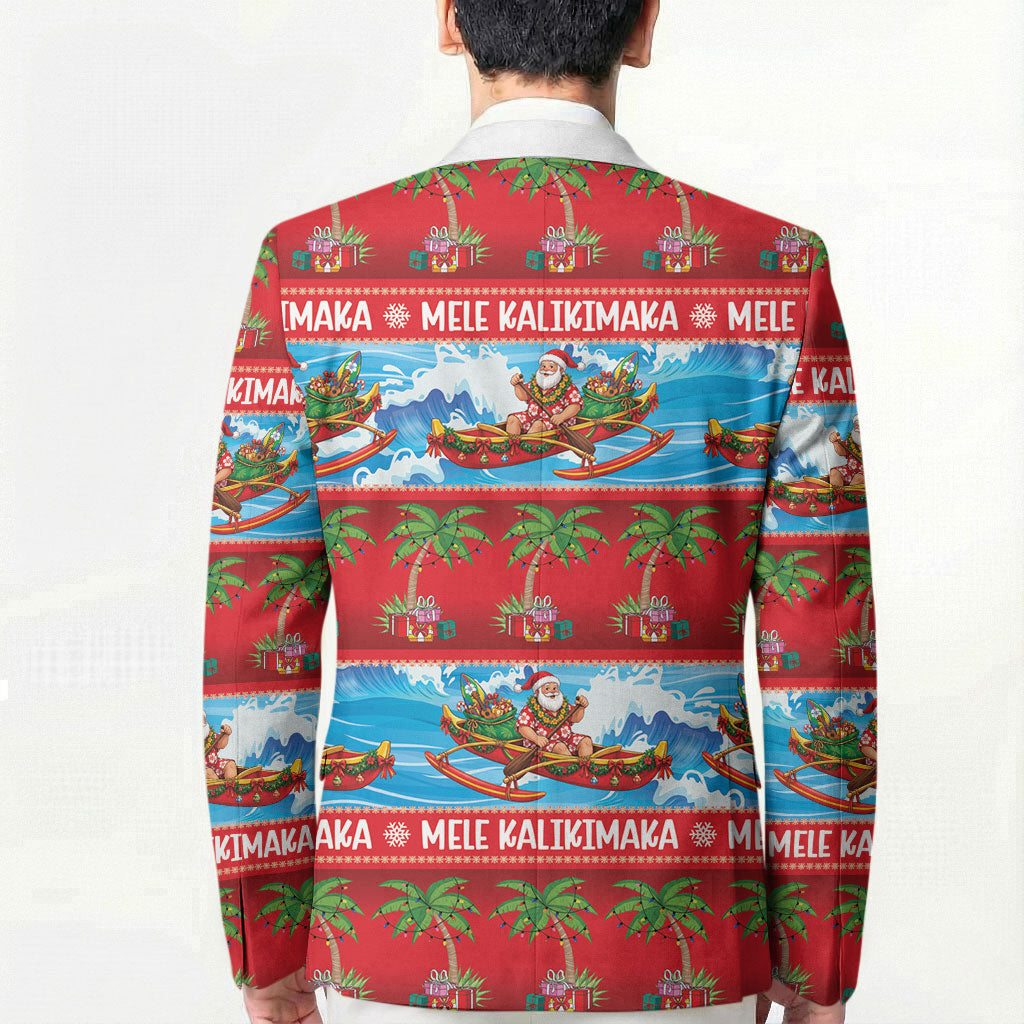 Hawaii Mele Kalikimaka Blazer Outrigger Canoe Santa Festive Palm Seamless LT14 - Polynesian Pride