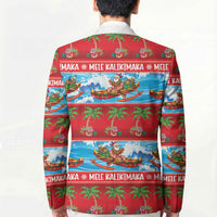 Hawaii Mele Kalikimaka Blazer Outrigger Canoe Santa Festive Palm Seamless LT14 - Polynesian Pride