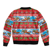 Hawaii Mele Kalikimaka Bomber Jacket Outrigger Canoe Santa Festive Palm Seamless LT14 - Polynesian Pride