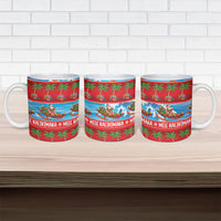 Hawaii Mele Kalikimaka Ceramic Mug Outrigger Canoe Santa Festive Palm Seamless LT14 - Polynesian Pride
