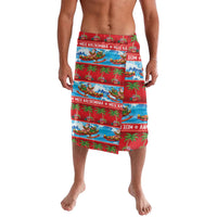 Hawaii Mele Kalikimaka Lavalava Outrigger Canoe Santa Festive Palm Seamless LT14 Red - Polynesian Pride