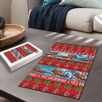 Hawaii Mele Kalikimaka Puzzle Outrigger Canoe Santa Festive Palm Seamless LT14 - Polynesian Pride