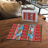 Hawaii Mele Kalikimaka Puzzle Outrigger Canoe Santa Festive Palm Seamless LT14 - Polynesian Pride