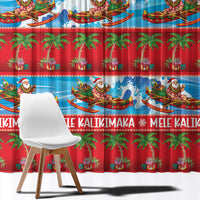 Hawaii Mele Kalikimaka Window Curtain Outrigger Canoe Santa Festive Palm Seamless LT14 - Polynesian Pride