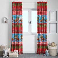 Hawaii Mele Kalikimaka Window Curtain Outrigger Canoe Santa Festive Palm Seamless LT14 - Polynesian Pride