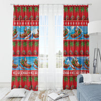 Hawaii Mele Kalikimaka Window Curtain Outrigger Canoe Santa Festive Palm Seamless LT14 - Polynesian Pride