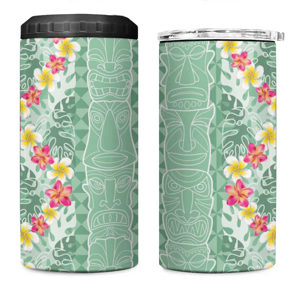 Menthol Green Aloha Hawaii Tiki 4 in 1 Can Cooler Tumbler Tropical Plumeria - Seamless Style LT14 One Size: 16 oz Green - Polynesian Pride