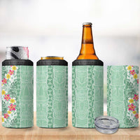 Menthol Green Aloha Hawaii Tiki 4 in 1 Can Cooler Tumbler Tropical Plumeria - Seamless Style LT14 - Polynesian Pride