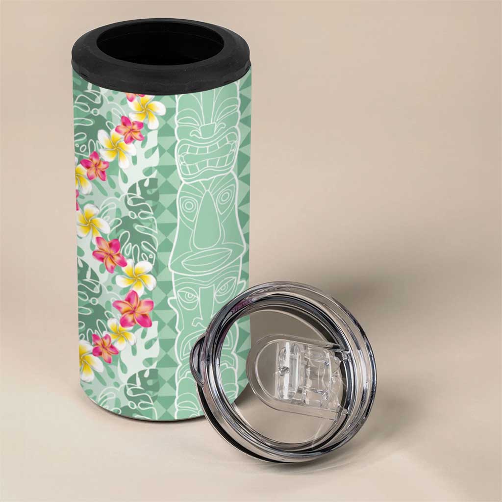 Menthol Green Aloha Hawaii Tiki 4 in 1 Can Cooler Tumbler Tropical Plumeria - Seamless Style LT14 - Polynesian Pride