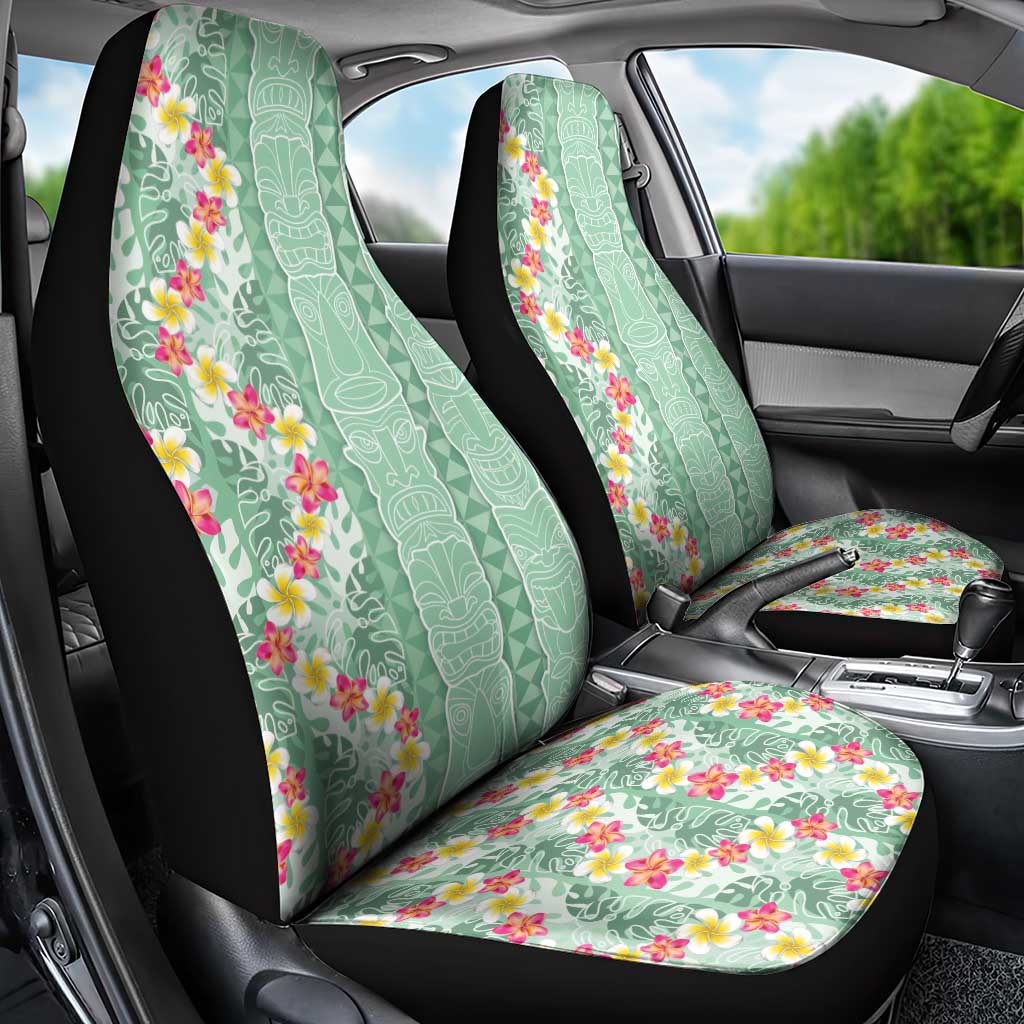 Menthol Green Aloha Hawaii Tiki Car Seat Cover Tropical Plumeria - Seamless Style LT14 - Polynesian Pride