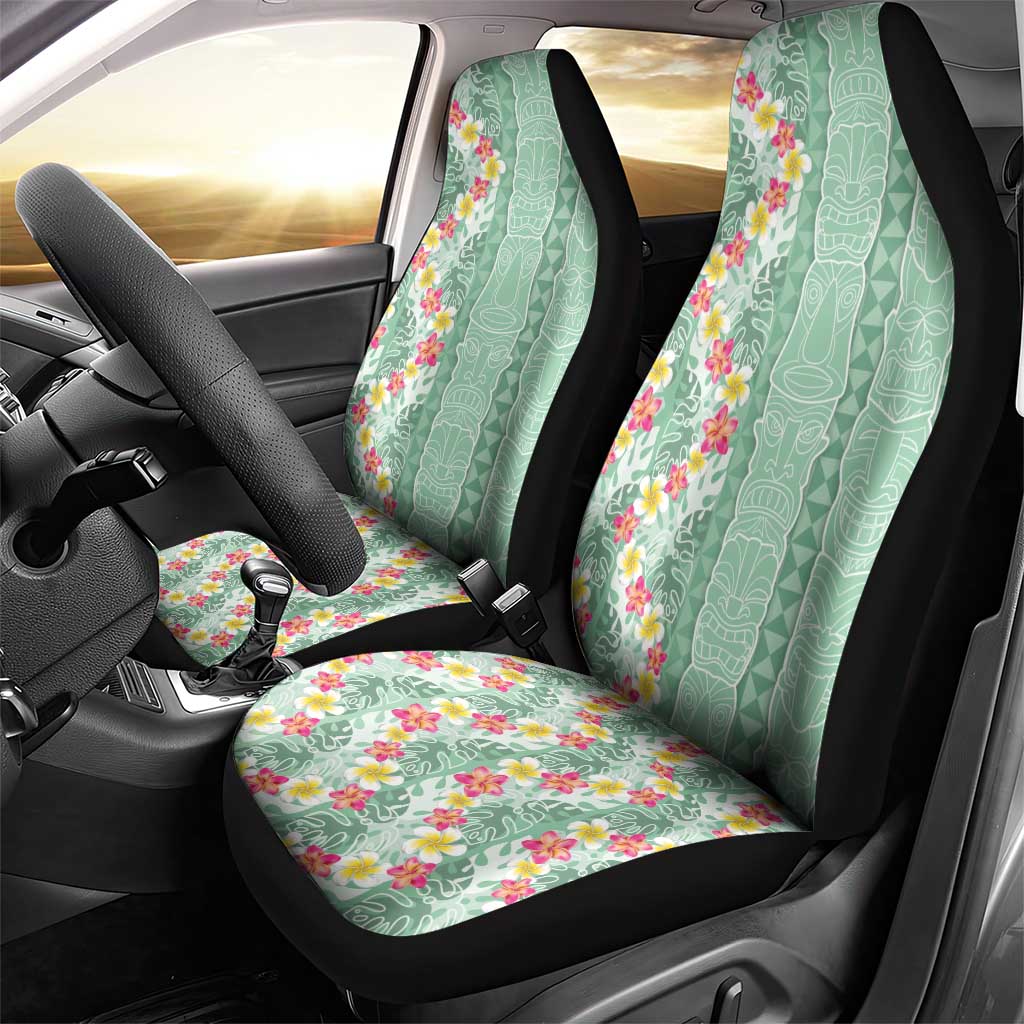 Menthol Green Aloha Hawaii Tiki Car Seat Cover Tropical Plumeria - Seamless Style LT14 - Polynesian Pride