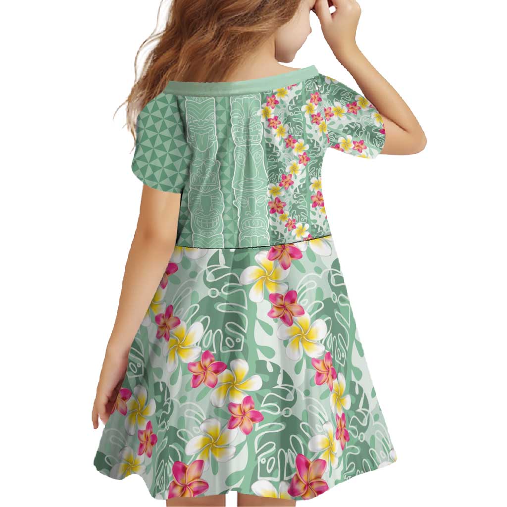 Menthol Green Aloha Hawaii Tiki Family Matching Mermaid Dress and Hawaiian Shirt Tropical Plumeria - Seamless Style LT14 - Polynesian Pride
