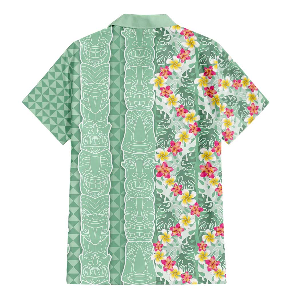 Menthol Green Aloha Hawaii Tiki Family Matching Mermaid Dress and Hawaiian Shirt Tropical Plumeria - Seamless Style LT14 - Polynesian Pride