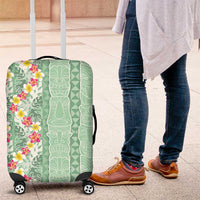 Menthol Green Aloha Hawaii Tiki Luggage Cover Tropical Plumeria - Seamless Style LT14 Green - Polynesian Pride
