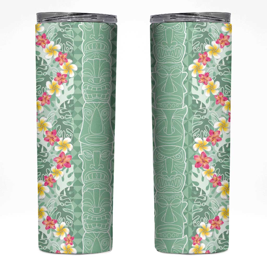Menthol Green Aloha Hawaii Tiki Skinny Tumbler Tropical Plumeria - Seamless Style LT14 Green - Polynesian Pride