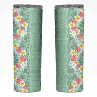 Menthol Green Aloha Hawaii Tiki Skinny Tumbler Tropical Plumeria - Seamless Style LT14 Green - Polynesian Pride