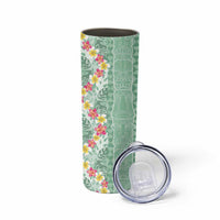 Menthol Green Aloha Hawaii Tiki Skinny Tumbler Tropical Plumeria - Seamless Style LT14 - Polynesian Pride