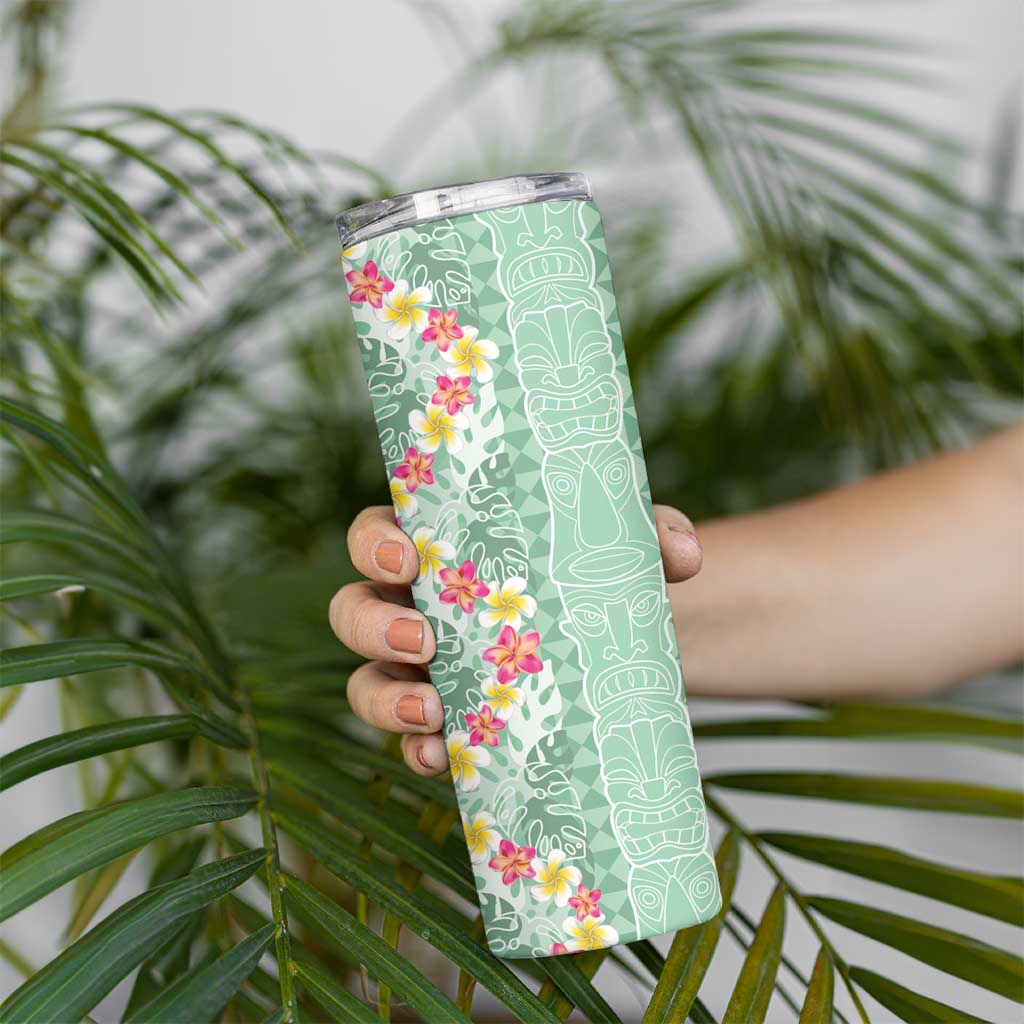Menthol Green Aloha Hawaii Tiki Skinny Tumbler Tropical Plumeria - Seamless Style LT14 - Polynesian Pride