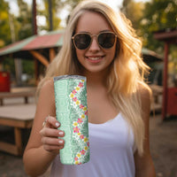 Menthol Green Aloha Hawaii Tiki Skinny Tumbler Tropical Plumeria - Seamless Style LT14 - Polynesian Pride