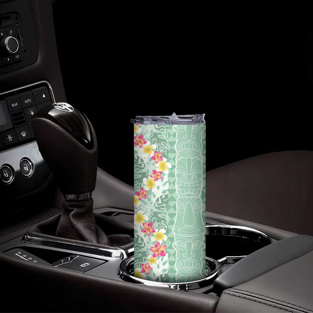 Menthol Green Aloha Hawaii Tiki Skinny Tumbler Tropical Plumeria - Seamless Style LT14 - Polynesian Pride