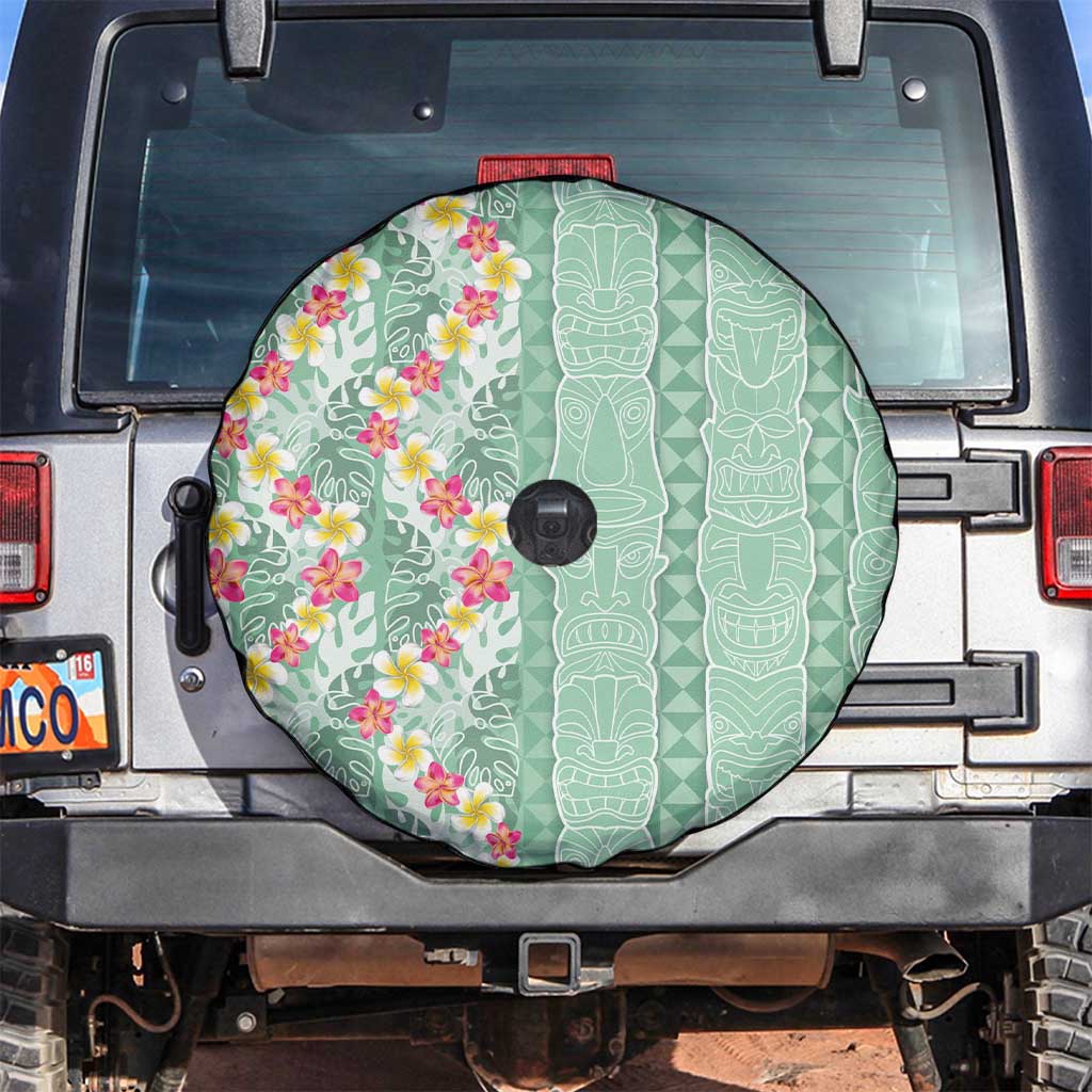 Menthol Green Aloha Hawaii Tiki Spare Tire Cover Tropical Plumeria - Seamless Style LT14 Green - Polynesian Pride