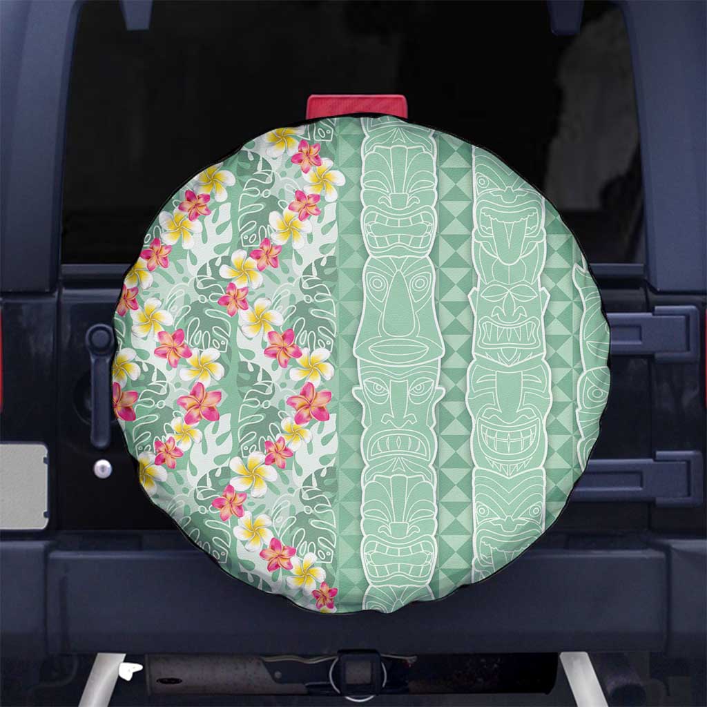 Menthol Green Aloha Hawaii Tiki Spare Tire Cover Tropical Plumeria - Seamless Style LT14 - Polynesian Pride
