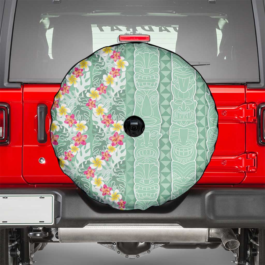 Menthol Green Aloha Hawaii Tiki Spare Tire Cover Tropical Plumeria - Seamless Style LT14 - Polynesian Pride