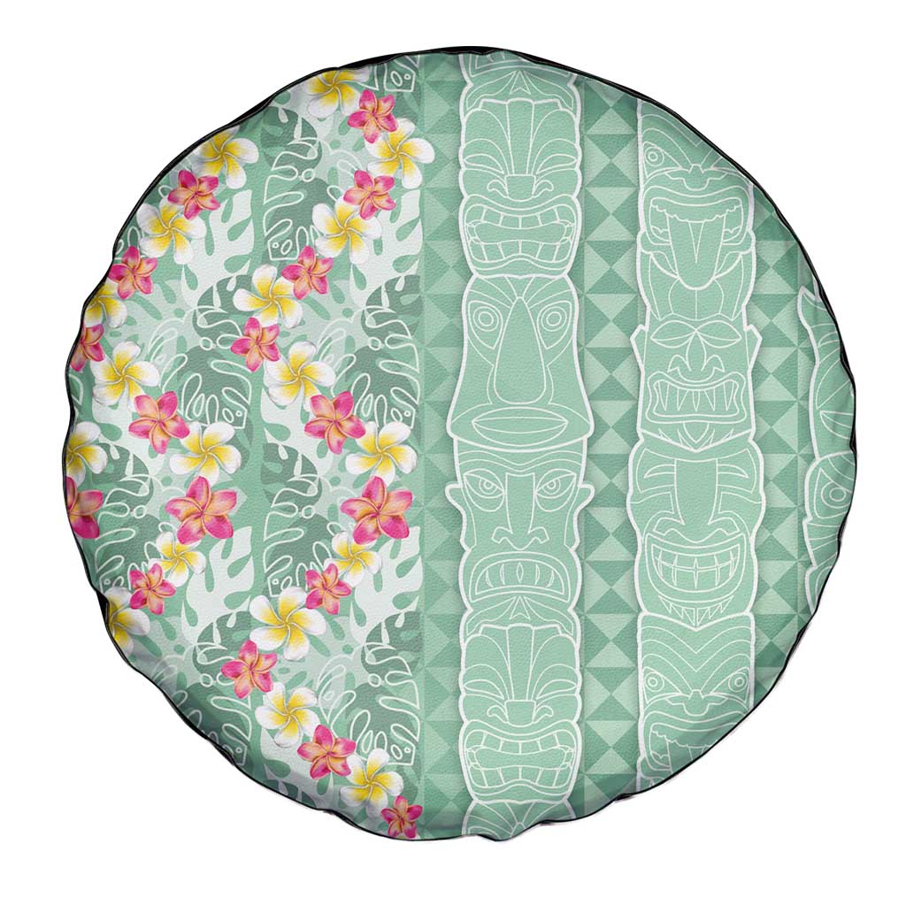Menthol Green Aloha Hawaii Tiki Spare Tire Cover Tropical Plumeria - Seamless Style LT14 - Polynesian Pride