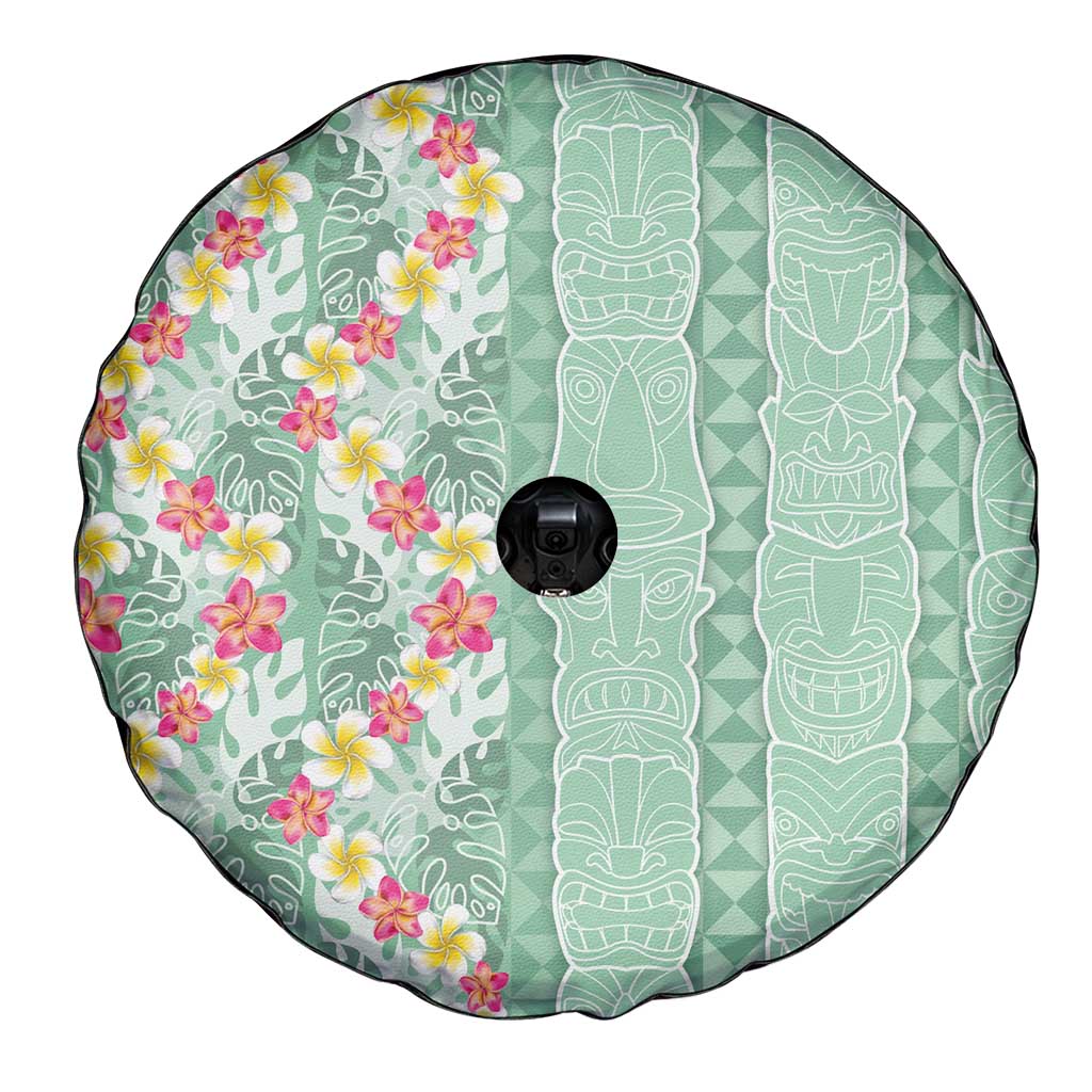 Menthol Green Aloha Hawaii Tiki Spare Tire Cover Tropical Plumeria - Seamless Style LT14 - Polynesian Pride